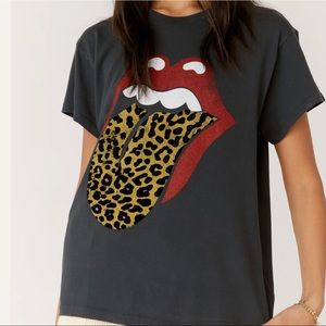 Free PeopleROLLING STONES FLOCKED LEOPARD TONGUE TOUR TEE